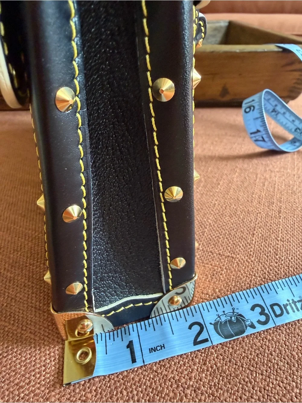 Louis Vuitton Black Suhali Leather Satchel with Gold Stud Accents